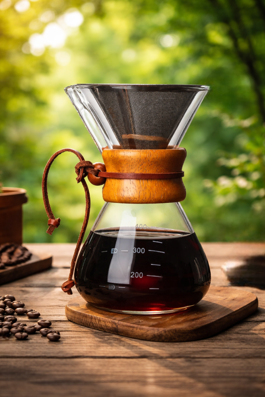 CAFETERA DE VIDRIO RELOJ DE ARENA